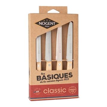 Coffret 4 couteaux de table Kraft Classic bois de hêtre naturel Nogent