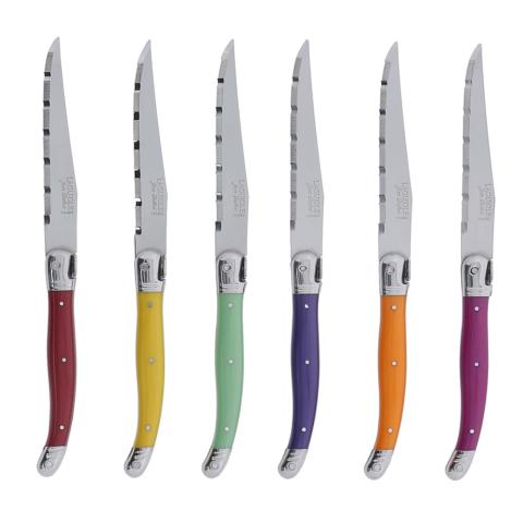 Coffret 6 couteaux laguiole irise assortis Jean Dubost