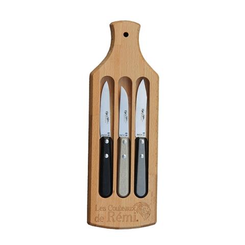 Coffret planche et 3 couteaux office manche paperstone Roger Orfèvre Coffret planche et 3 couteaux office manche paperstone Roger Orfèvre