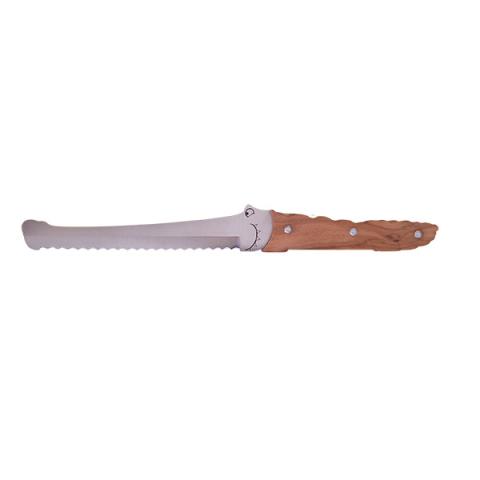 Couteau à pain Croco manche bois d'olivier 32,6 cm Roger Orfèvre