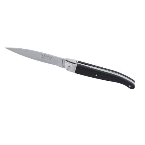 Couteau pliant Laguiole noir avec étui en cuir Jean Dubost Couteau pliant Laguiole noir avec étui en cuir Jean Dubost