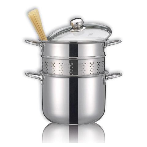 Cuiseur à pâtes en inox 18 10 avec couvercle en verre 22 cm 5 L Inoxriv