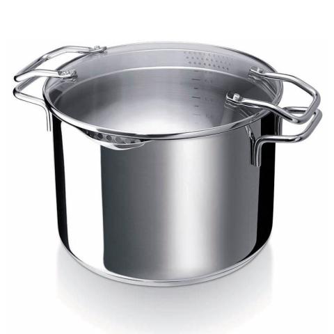 Cuiseur à pâtes et légumes 7,6 l en inox avec couvercle en verre Beka Cuiseur à pâtes et légumes 7,6 l en inox avec couvercle en verre Beka