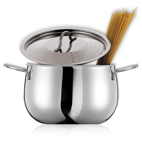Cuit-pâtes en inox 18 10 avec couvercle égouttoir 20 cm 4,5 L Inoxriv