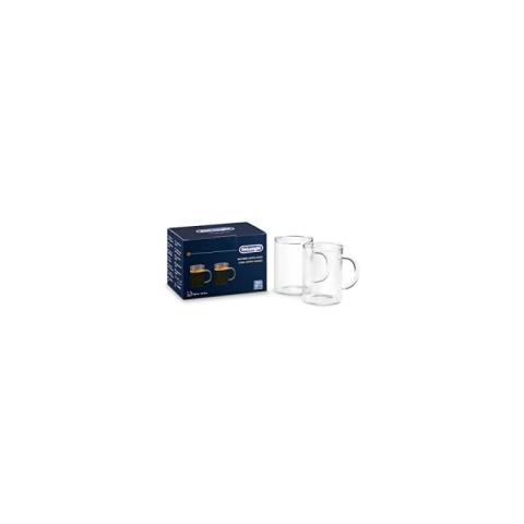 Delonghi - De'Longhi DLSC320 Ensemble de verres à café long américain, tasse résistante en verre borosilicaté, confortable à tenir, lavable