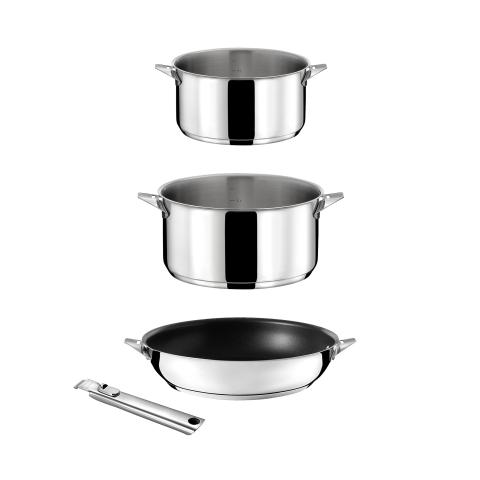 Eclipse - Lots 4 pièces - Casseroles 14 & 18cm, Poêle 24cm revêtue et poignée Cuisinox
