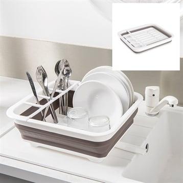 Egouttoir à vaisselle pliable taupe et blanc Mathon