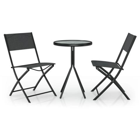Ensemble de bistro jardin meuble extérieur terrasse 3 pièces acier noir 02_0013498