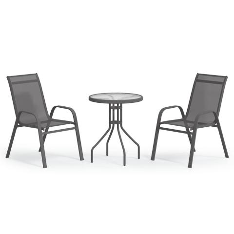 Ensemble de bistro jardin meuble extérieur terrasse de jardin 3 pièces gris 02_0013538