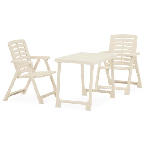 Ensemble de bistro jardin meuble extérieur terrasse pliable 3 pièces plastique blanc 02_0013546 Ensemble de bistro jardin meuble extérieur terrasse pliable 3 pièces plastique blanc 02_0013546