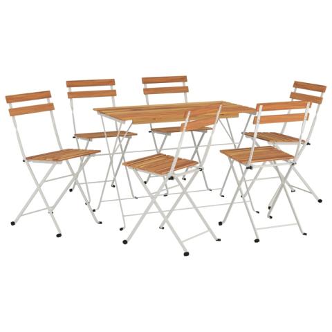 Ensemble de bistro jardin meuble extérieur terrasse pliable 7 pièces bois d'acacia solide et acier 02_0013548