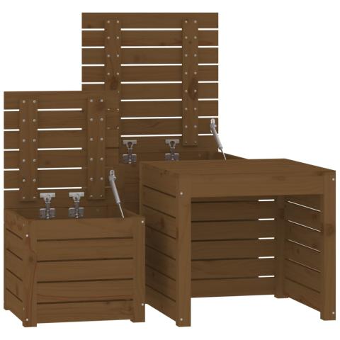 Ensemble de boîtes de jardin 3 pièces bois pin massif marron miel 02_0013177