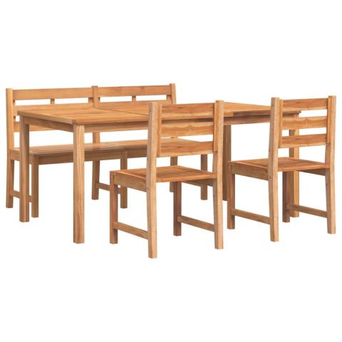 Ensemble à dîner salon de jardin meuble d'extérieur 4 pièces bois de teck massif 02_0014272
