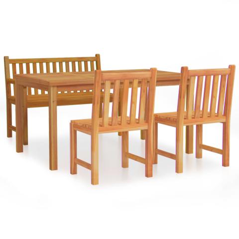 Ensemble à dîner salon de jardin meuble d'extérieur 4 pièces bois de teck massif 02_0014274 Ensemble à dîner salon de jardin meuble d'extérieur 4 pièces bois de teck massif 02_0014274