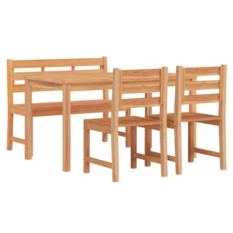 Ensemble à dîner salon de jardin meuble d'extérieur 4 pièces bois de teck massif 02_0014275