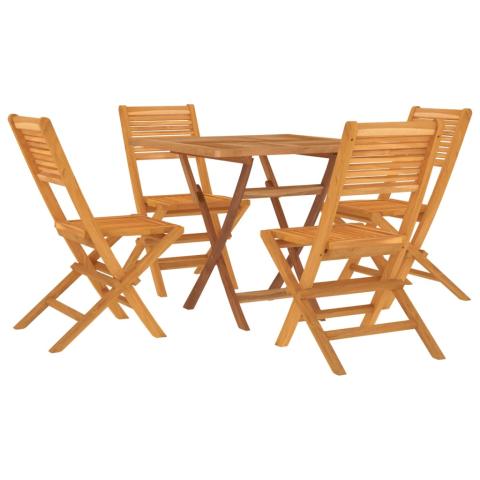 Ensemble à dîner salon de jardin meuble d'extérieur 5 pièces 47 x 62 x 90 cm bois de teck massif 02_0014302