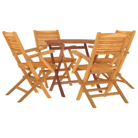 Ensemble à dîner salon de jardin meuble d'extérieur 5 pièces bois de teck massif 02_0014303