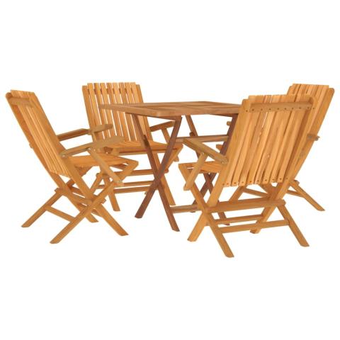 Ensemble à dîner salon de jardin meuble d'extérieur 5 pièces bois de teck massif 02_0014305