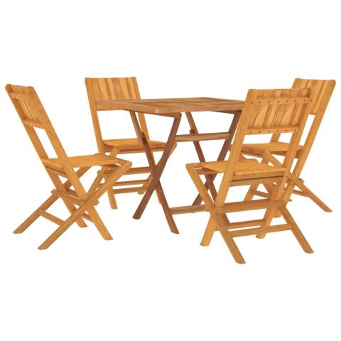 Ensemble à dîner salon de jardin meuble d'extérieur 5 pièces bois de teck massif 02_0014292