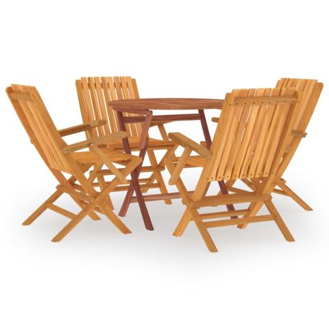 Ensemble à dîner salon de jardin meuble d'extérieur 5 pièces bois de teck massif 02_0014293