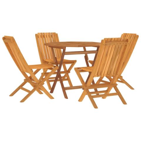 Ensemble à dîner salon de jardin meuble d'extérieur 5 pièces bois de teck massif 02_0014294