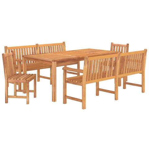 Ensemble à dîner salon de jardin meuble d'extérieur 5 pièces bois de teck massif 02_0014297