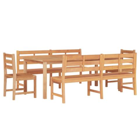 Ensemble à dîner salon de jardin meuble d'extérieur 5 pièces bois de teck massif 02_0014298