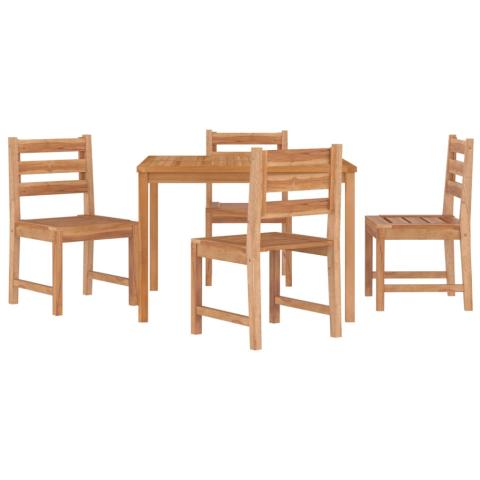 Ensemble à dîner salon de jardin meuble d'extérieur 5 pièces bois de teck massif 02_0014299