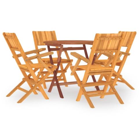 Ensemble à dîner salon de jardin meuble d'extérieur 5 pièces bois de teck massif 02_0014300