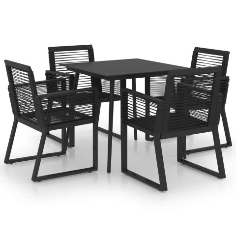 Ensemble à dîner salon de jardin meuble d'extérieur 5 pièces rotin pvc noir 02_0014228