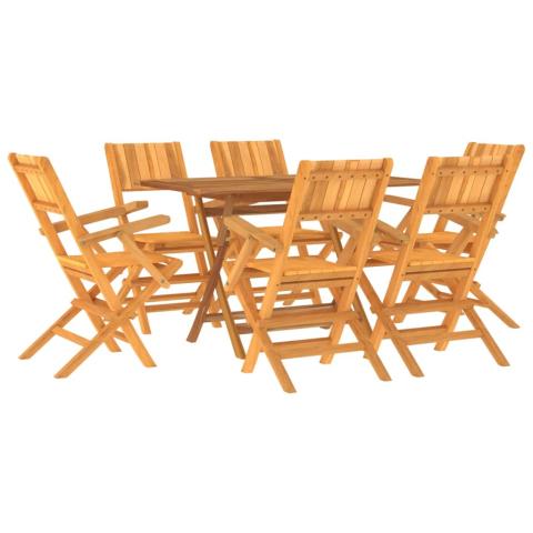 Ensemble à dîner salon de jardin meuble d'extérieur 7 pièces bois de teck solide 02_0014344