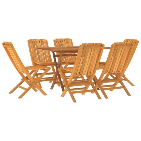 Ensemble à dîner salon de jardin meuble d'extérieur 7 pièces bois de teck solide 02_0014347