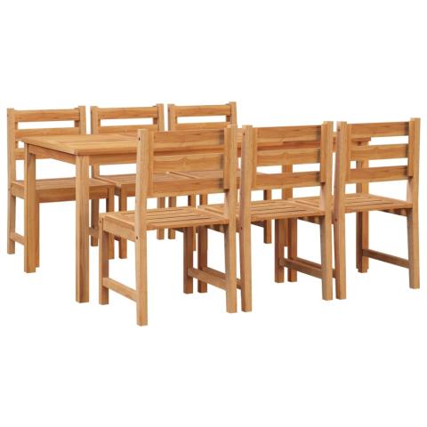 Ensemble à dîner salon de jardin meuble d'extérieur 7 pièces bois de teck solide 02_0014351