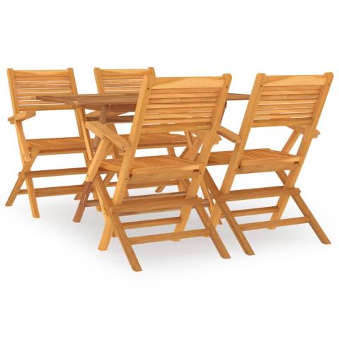 Ensemble à dîner salon de jardin meuble d'extérieur 7 pièces bois de teck solide 02_0014352