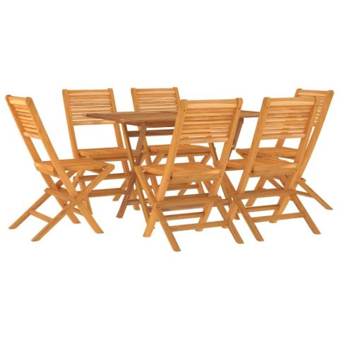 Ensemble à dîner salon de jardin meuble d'extérieur 7 pièces bois de teck solide 02_0014345 Ensemble à dîner salon de jardin meuble d'extérieur 7 pièces bois de teck solide 02_0014345