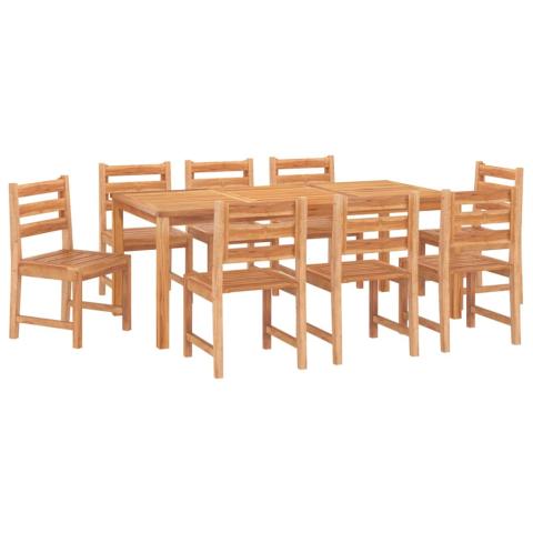 Ensemble à dîner salon de jardin meuble d'extérieur 9 pièces bois de teck solide 02_0014395