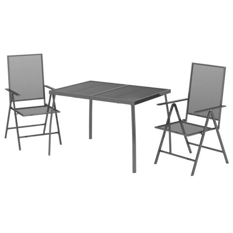 Ensemble de salle à manger de jardin meuble extérieur 3 pièces anthracite acier 02_0013576 Ensemble de salle à manger de jardin meuble extérieur 3 pièces anthracite acier 02_0013576