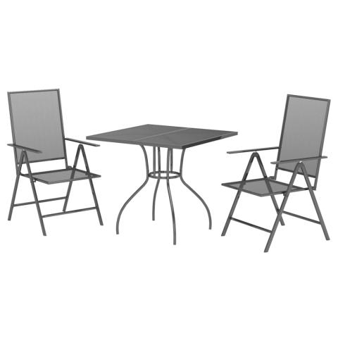 Ensemble de salle à manger de jardin meuble extérieur 3 pièces anthracite acier 02_0013577
