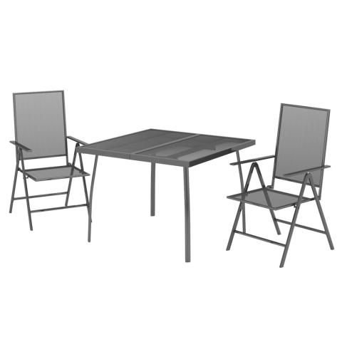 Ensemble de salle à manger de jardin meuble extérieur 3 pièces anthracite acier 02_0013578