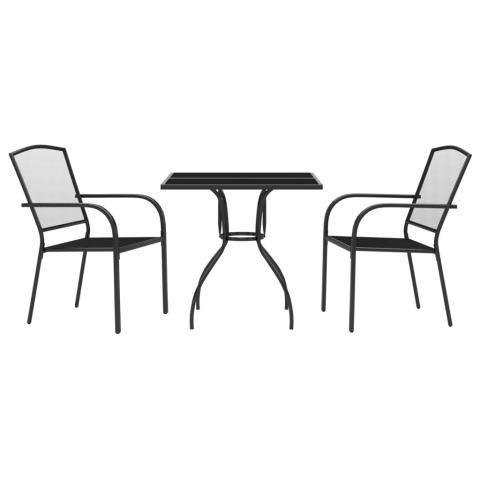Ensemble de salle à manger de jardin meuble extérieur 3 pièces anthracite acier 02_0013579