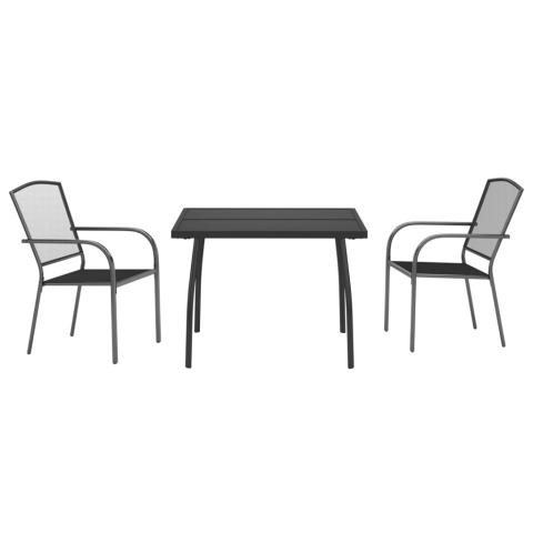 Ensemble de salle à manger de jardin meuble extérieur 3 pièces anthracite acier 02_0013580