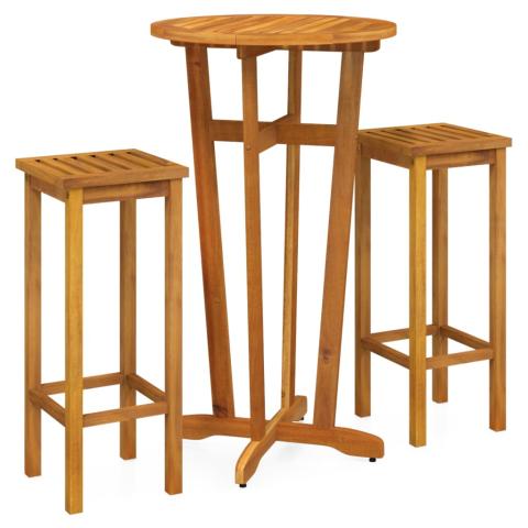 Ensemble de salle à manger de jardin meuble extérieur 3 pièces bois d'acacia solide 02_0013594