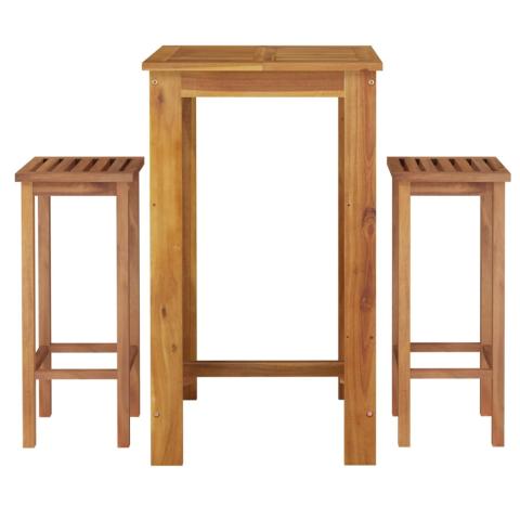 Ensemble de salle à manger de jardin meuble extérieur 3 pièces bois d'acacia solide 02_0013595