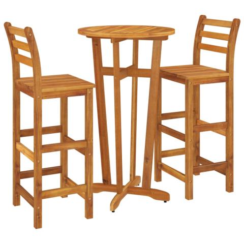 Ensemble de salle à manger de jardin meuble extérieur 3 pièces bois d'acacia solide 02_0013600