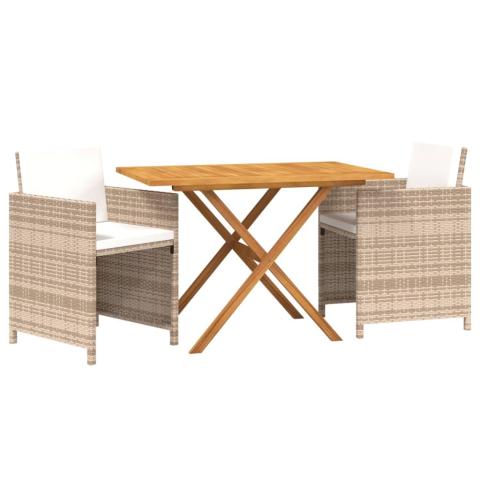 Ensemble de salle à manger de jardin meuble extérieur 3 pièces avec coussins beige 02_0013582
