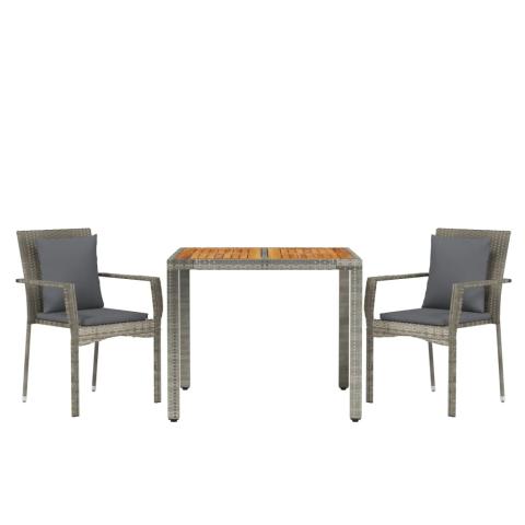 Ensemble de salle à manger de jardin meuble extérieur 3 pièces avec coussins gris 02_0013585
