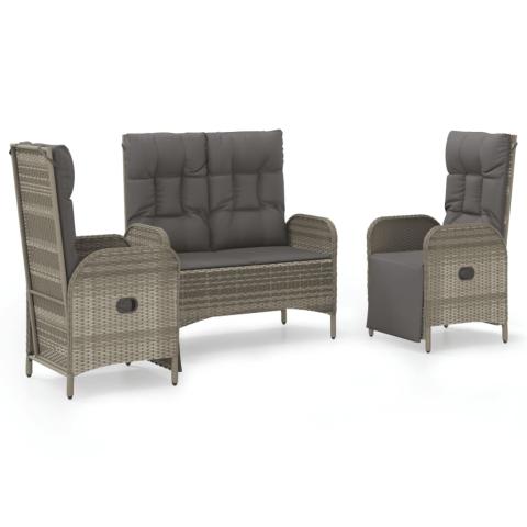 Ensemble de salle à manger de jardin meuble extérieur 3 pièces avec coussins gris 02_0013586
