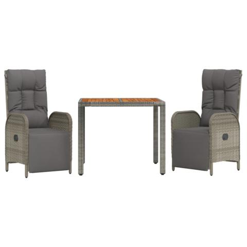 Ensemble de salle à manger de jardin meuble extérieur 3 pièces avec coussins gris 02_0013587