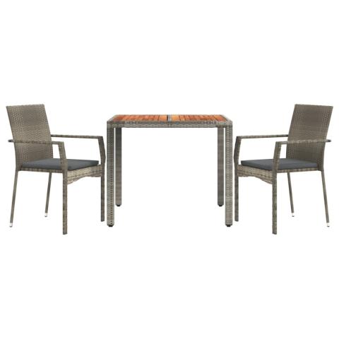 Ensemble de salle à manger de jardin meuble extérieur 3 pièces avec coussins gris 02_0013589