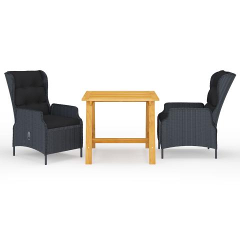 Ensemble de salle à manger de jardin meuble extérieur 3 pièces gris foncé 02_0013633